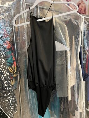Black Satin Halter Bodysuit